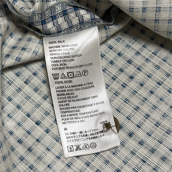 Tommy Bahama Blue Checkered Short Sleeve 100% Silk Men’s Button Up Shirt, Medium - Picture 10 of 12